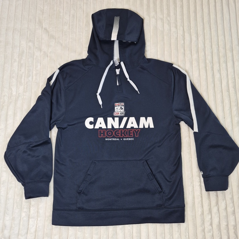 CAN/AM‎ Hockey Montreal Quebec Mens Navy Blue Quarter Zip Hoodie Sweatshirt